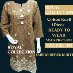 Branded - Embroidered Cotton Kurti with Phulkari (001)