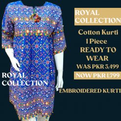 Branded - Screen Printing Cotton Kurti with Lace Work (004)