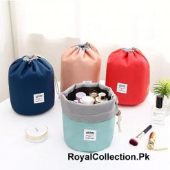 INVODA Cosmetic Bag - Barrel Shaped Travel Makeup Bags Large Capacity Soft Waterproof Portable Drawstring Cosmetic Bag Multifunctional Bucket Toiletry Bag