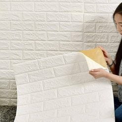 (Pack Of 4) 3D Brick Wall Panel Sheets 8mm Thick 70 x 77cm White