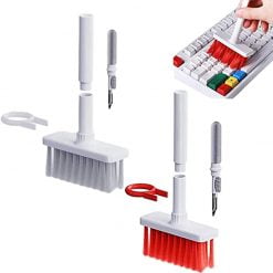 Eioflia 5 in 1 Keyboard Cleaning Brush Kit Multifunction Cleaning Tool Kit Keyboard Cleaner Brush Computer Cleaning Tools for Keyboard Wireless Earbuds,Headsets White