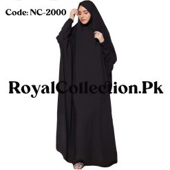 40% Off Floral Hooded Abaya in Black & White Color